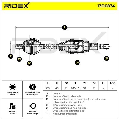Drive Shaft RIDEX 13D0834 13D0834 - photo 6