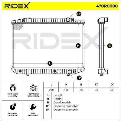 Radiator, Engine Cooling RIDEX 470R0080 470R0080 - photo 6