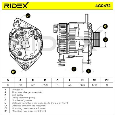 Alternator RIDEX 4G0472 4G0472 - photo 6