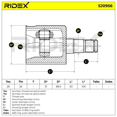 Joint Kit, Drive Shaft RIDEX 5J0956 5J0956 - photo 6