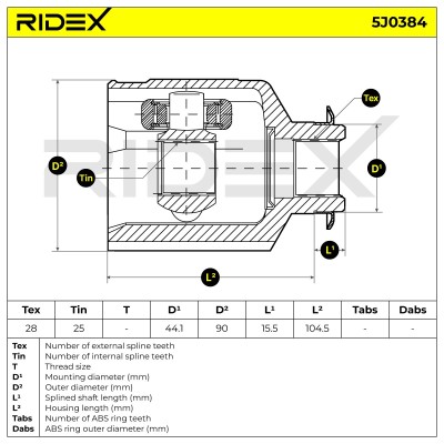 Joint Kit, Drive Shaft RIDEX 5J0384 5J0384 - photo 7