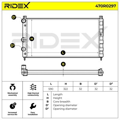 Radiator, Engine Cooling RIDEX 470R0297 470R0297 - photo 5