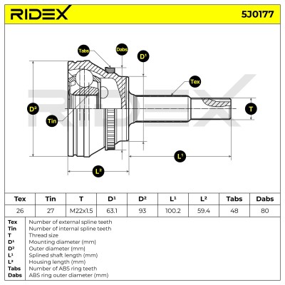 Joint Kit, Drive Shaft RIDEX 5J0177 5J0177 - photo 5