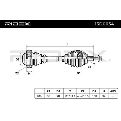 Drive Shaft RIDEX 13D0034 13D0034 - photo 3