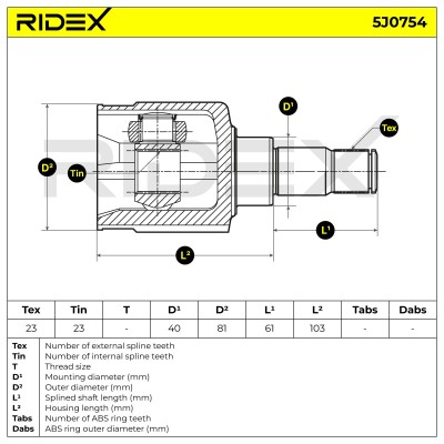 Joint Kit, Drive Shaft RIDEX 5J0794 5J0794 - photo 5