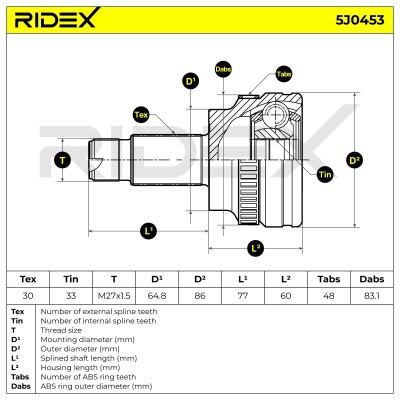 Joint Kit, Drive Shaft RIDEX 5J0453 5J0453 - photo 6