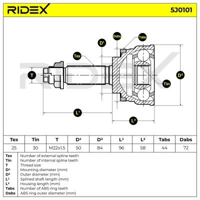 Joint Kit, Drive Shaft RIDEX 5J0101 5J0101 - photo 5