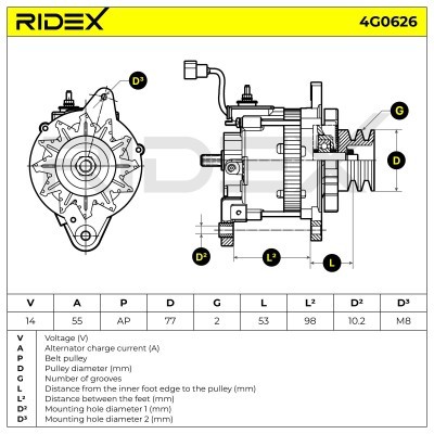 Alternator RIDEX 4G0626 4G0626 - photo 8
