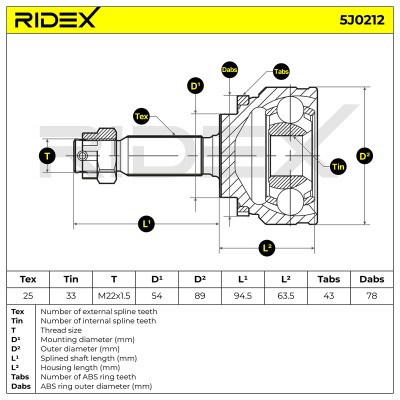 Joint Kit, Drive Shaft RIDEX 5J0212 5J0212 - photo 5