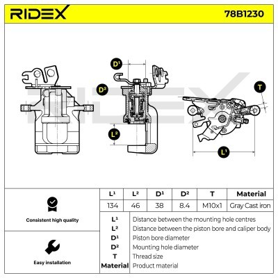 Brake Caliper RIDEX 78B1230 78B1230 - photo 6