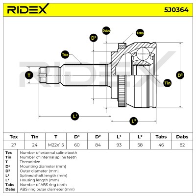 Joint Kit, Drive Shaft RIDEX 5J0364 5J0364 - photo 6