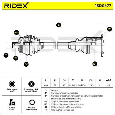 Drive Shaft RIDEX 13D0477 13D0477 - photo 7
