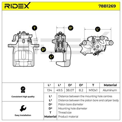 Brake Caliper RIDEX 78B1269 78B1269 - photo 6