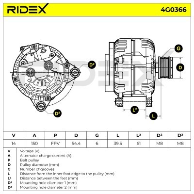 Alternator RIDEX 4G0366 4G0366 - photo 7