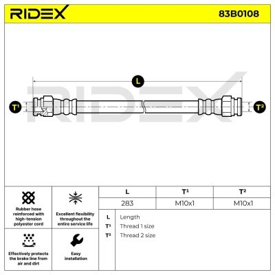 Brake Hose RIDEX 83B0108 83B0108 - photo 3