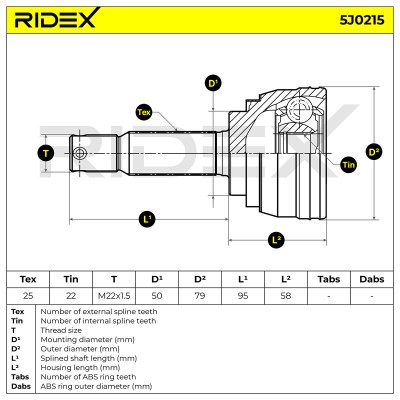 Joint Kit, Drive Shaft RIDEX 5J0215 5J0215 - photo 5