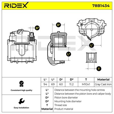 Brake Caliper RIDEX 78B1434 78B1434 - photo 7