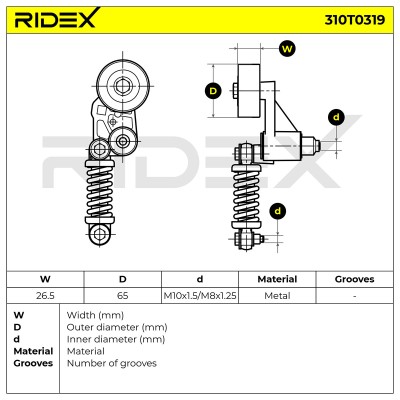 Belt Tensioner V-Ribbed Belt RIDEX 310T0319 310T0319 - photo 6