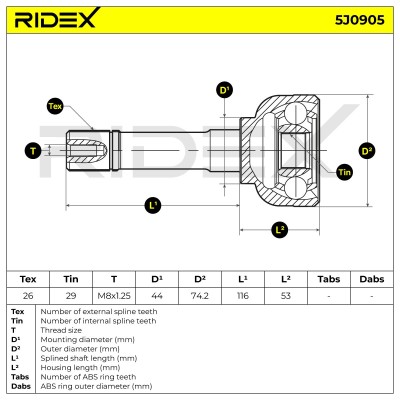 Joint Kit, Drive Shaft RIDEX 5J0905 5J0905 - photo 7