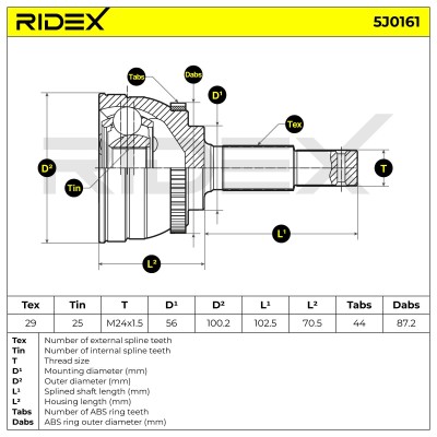 Joint Kit, Drive Shaft RIDEX 5J0161 5J0161 - photo 6
