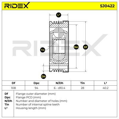 Joint Kit, Drive Shaft RIDEX 5J0422 5J0422 - photo 6