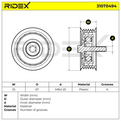 Belt Tensioner V-Ribbed Belt RIDEX 310T0494 310T0494 - photo 6
