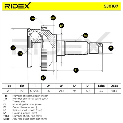 Joint Kit, Drive Shaft RIDEX 5J0187 5J0187 - photo 7