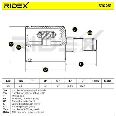 Joint Kit, Drive Shaft RIDEX 5J0251 5J0251 - photo 7