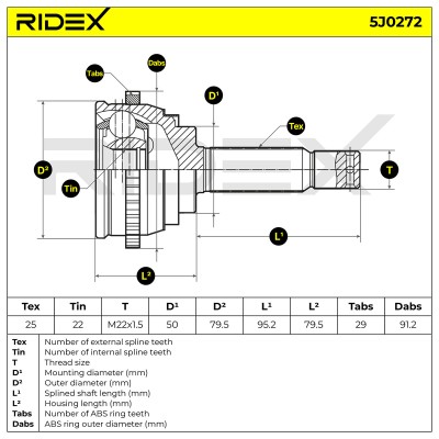 Joint Kit, Drive Shaft RIDEX 5J0272 5J0272 - photo 8
