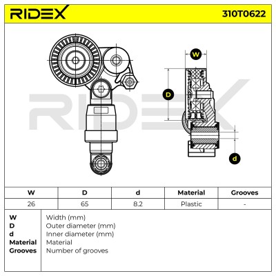 Belt Tensioner V-Ribbed Belt RIDEX 310T0622 310T0622 - photo 6