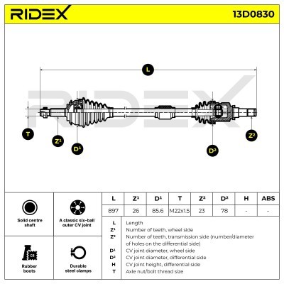 Drive Shaft RIDEX 13D0830 13D0830 - photo 6