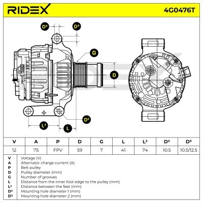 Alternator RIDEX 4G0476 4G0476 - photo 7