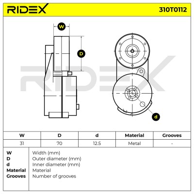 Belt Tensioner V-Ribbed Belt RIDEX 310T0112 310T0112 - photo 6