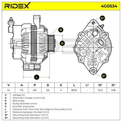 Alternator RIDEX 4G0534 4G0534 - photo 7