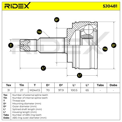 Joint Kit, Drive Shaft RIDEX 5J0481 5J0481 - photo 5
