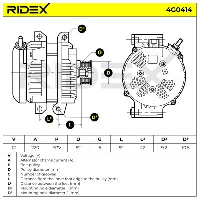 Alternator RIDEX 4G0414 4G0414 - photo 5