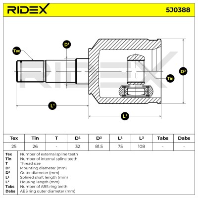 Joint Kit, Drive Shaft RIDEX 5J0388 5J0388 - photo 6