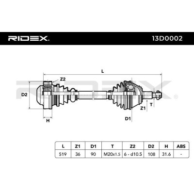 Drive Shaft RIDEX 13D0002 13D0002 - photo 8
