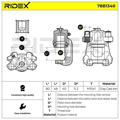 Brake Caliper RIDEX 78B1340 78B1340 - photo 2