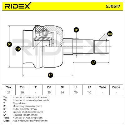 Joint Kit, Drive Shaft RIDEX 5J0517 5J0517 - photo 7