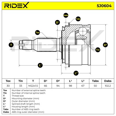 Joint Kit, Drive Shaft RIDEX 5J0604 5J0604 - photo 7