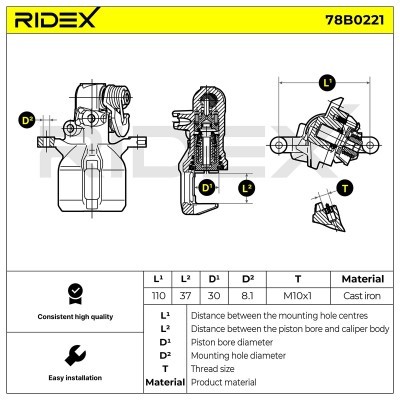 Brake Caliper RIDEX 78B0221 78B0221 - photo 5