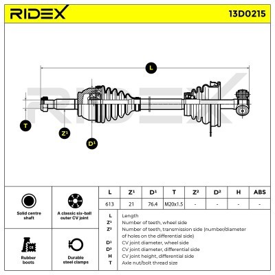 Drive Shaft RIDEX 13D0215 13D0215 - photo 5