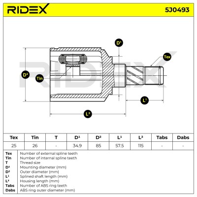 Joint Kit, Drive Shaft RIDEX 5J0493 5J0493 - photo 6