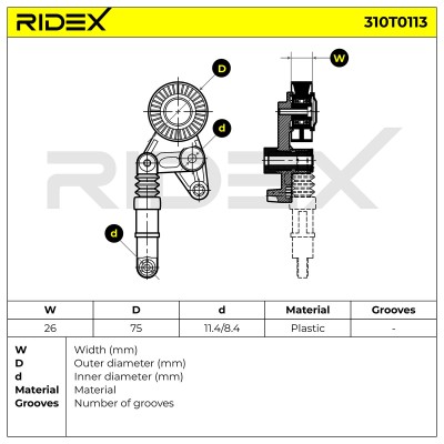 Belt Tensioner V-Ribbed Belt RIDEX 310T0113 310T0113 - photo 6