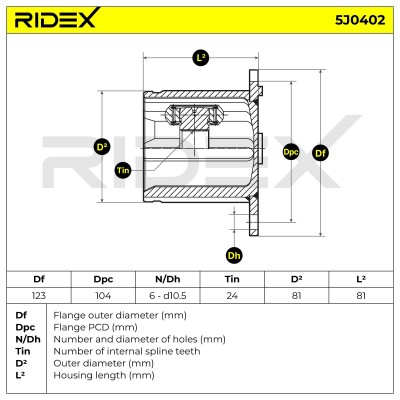 Joint Kit, Drive Shaft RIDEX 5J0402 5J0402 - photo 7