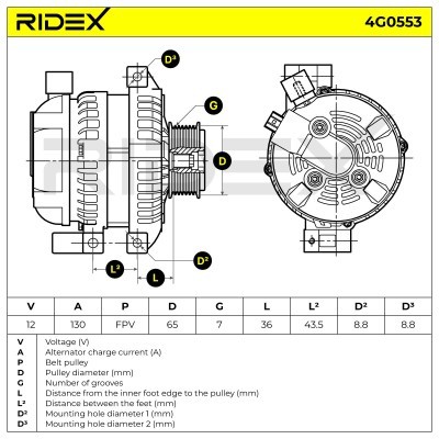 Alternator RIDEX 4G0553 4G0553 - photo 5