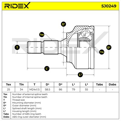 Joint Kit, Drive Shaft RIDEX 5J0249 5J0249 - photo 5