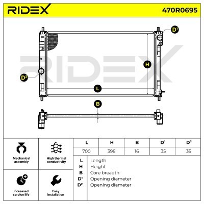 Radiator, Engine Cooling RIDEX 470R0695 470R0695 - photo 4