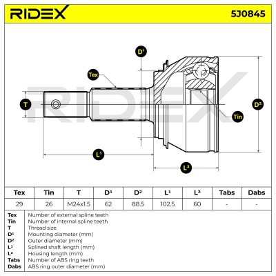 Joint Kit, Drive Shaft RIDEX 5J0845 5J0845 - photo 6